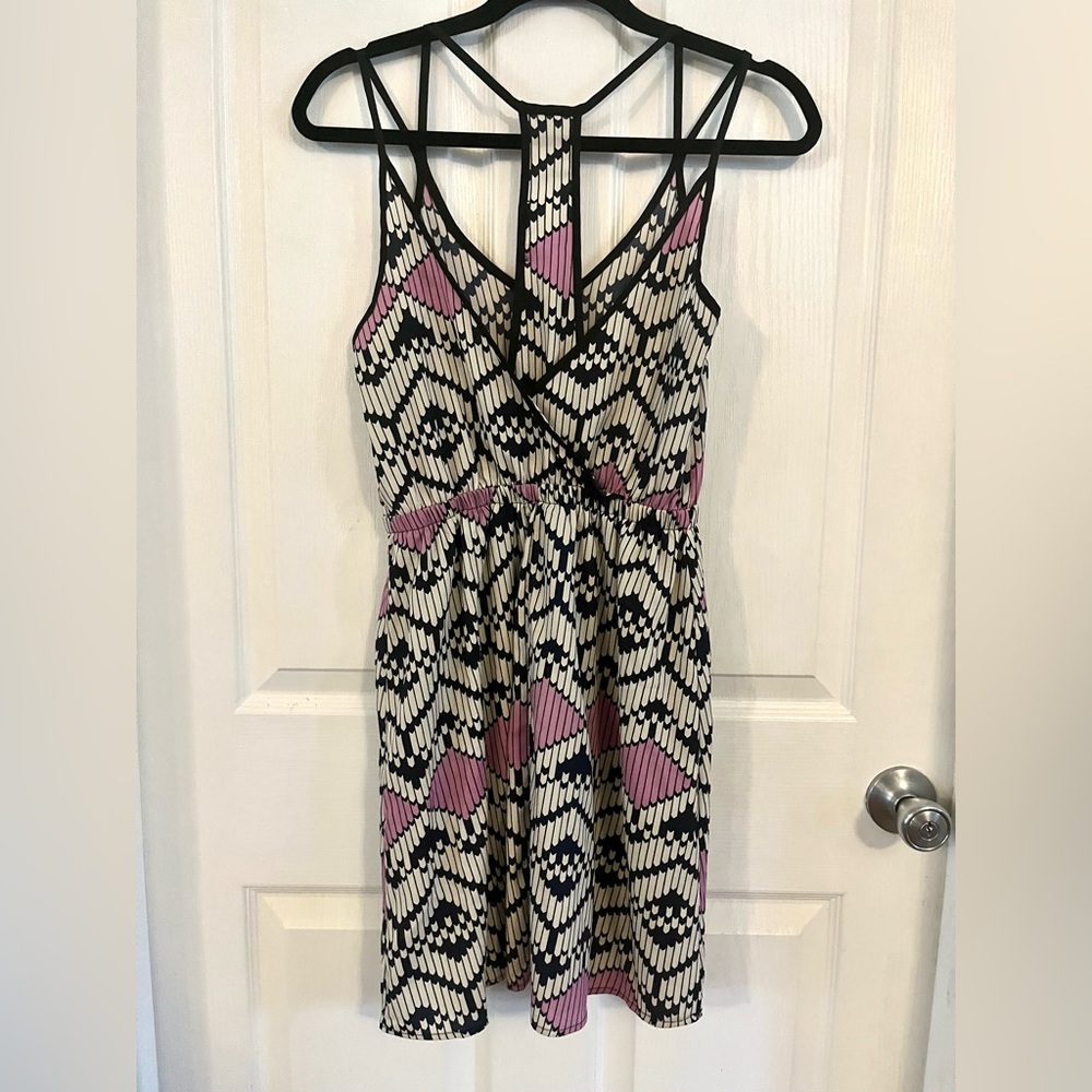 Lush Nordstrom Geometric print mini dress pink, white, navy Small EUC - Picture 5 of 14